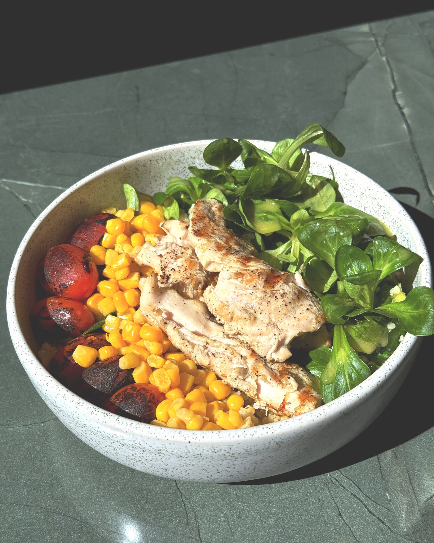 Healthy grilled chicken bowl